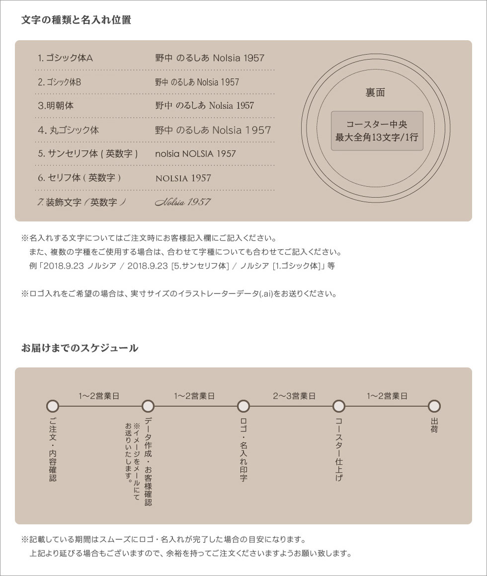 コースター 名入れ ロゴ入れ